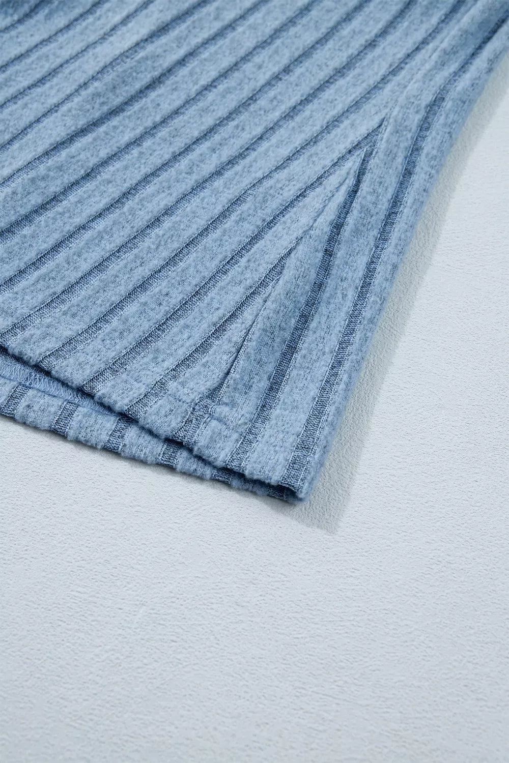 Dusty blue Slim Ribbed Mineral Wash Tank Top by Trendsi, close-up of fitted ribbed fabric and scoop neckline.